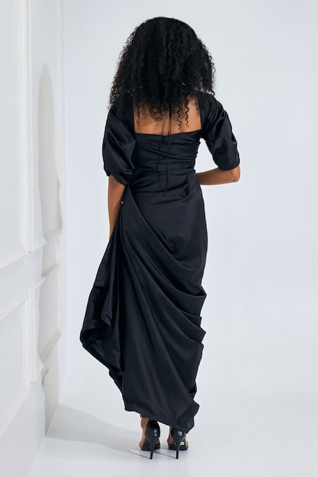 NA-KA Cowl Detailed Solid Gown 