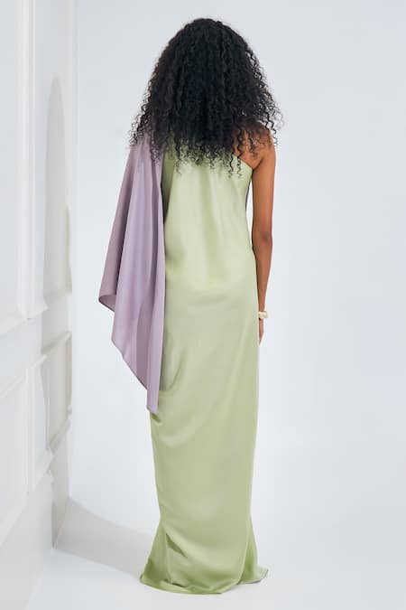 NA-KA Solid One Shoulder Drape Gown 