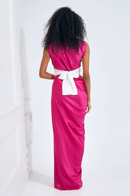 NA-KA Gathered Detailed Drape Gown 
