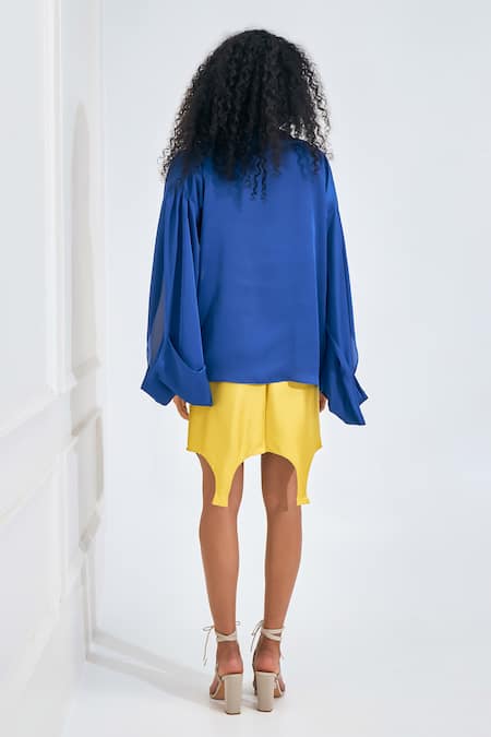 NA-KA Cowl Neck Dress With Contrast Blazer Jacket 