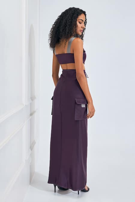 NA-KA Adjustable Shoulder Crop Top With Skirt 