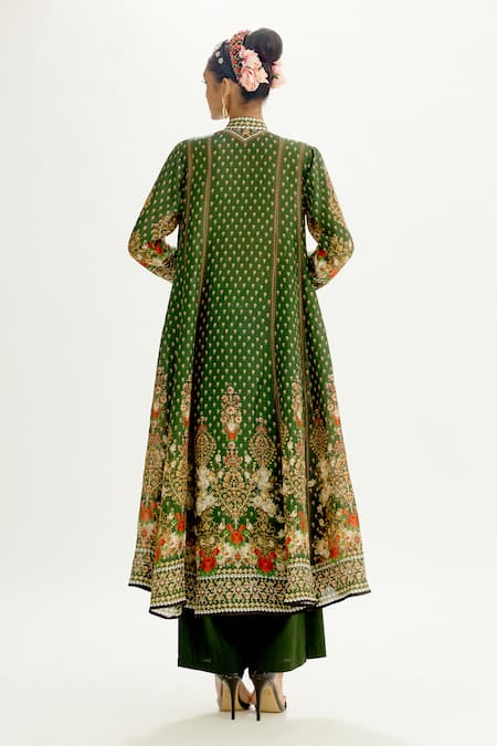 Rajdeep Ranawat Ada Paloma Silk Floral Butti Print Anarkali Palazzo Set 