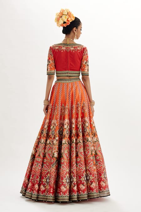 Rajdeep Ranawat Leela Rose Bloom Print Lehenga Set 