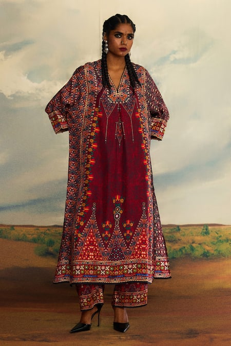 Rajdeep Ranawat Banera Permaz Print Kimono Tunic With Palazzo 
