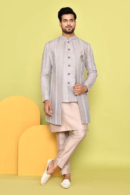 Aryavir Malhotra Resham Embroidered Jacket With Kurta Set 