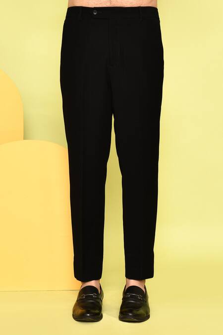 Aryavir Malhotra_Black Silk, Cotton, Terrycloth Stones Embroidered Tuxedo Set_Online_at_Aza_Fashions