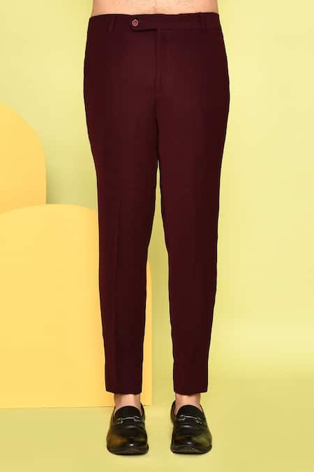 Aryavir Malhotra_Wine Terrycloth, Cotton, Silk Stones Pintuck Work Tuxedo Set_Online_at_Aza_Fashions