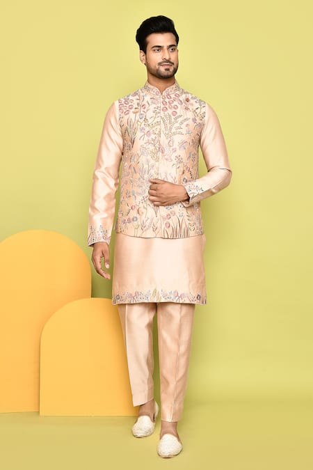 Aryavir Malhotra Floral Embroidered Nehru Jacket With Kurta Set 