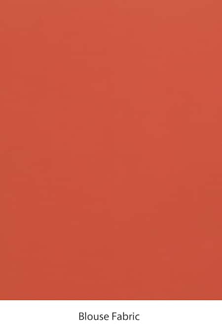 Naintara Bajaj_Red Organza, Satin Pearls Scallop Embroidered Saree With Unstitched Blouse Piece _Online_at_Aza_Fashions