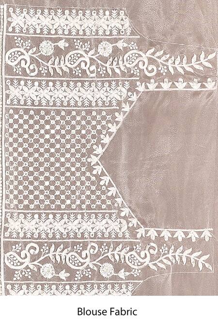 Naintara Bajaj_White Organza Sequins Flower Embroidered Saree With Unstitched Blouse Piece _Online_at_Aza_Fashions