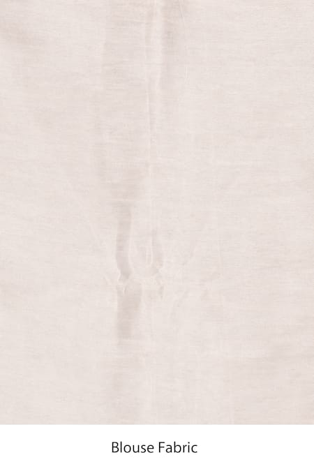 Naintara Bajaj_White Organza, Silk Peacock Thread Saree With Unstitched Blouse Piece _Online_at_Aza_Fashions