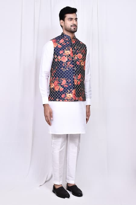 Buy_Arihant Rai Sinha_Multi Color Satin, Silk Embroidery Floral Print And Nehru Jacket 