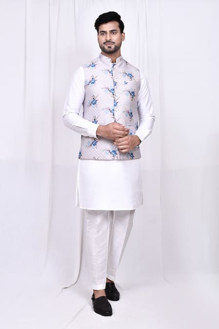 Aryavir Malhotra Floral Print & Thread Embroidered Jacket 