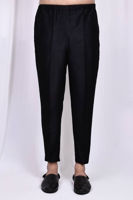 Arihant Rai Sinha_Black Silk, Polyester Embroidery Floral Print Jacket With Kurta Set _Online_at_Aza_Fashions