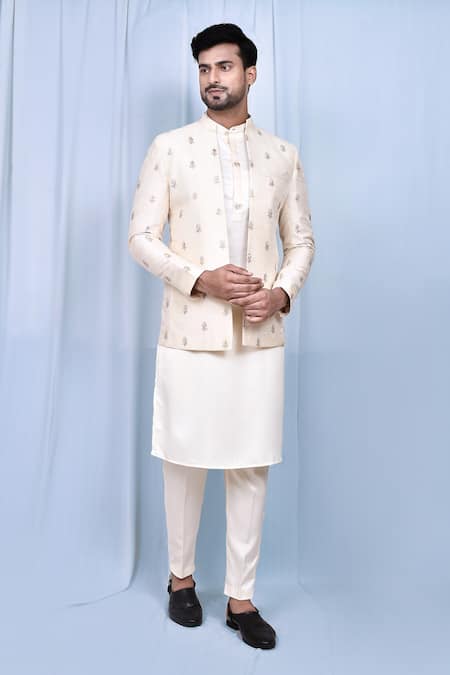 Aryavir Malhotra Butta Embroidered Jacket With Kurta Set 