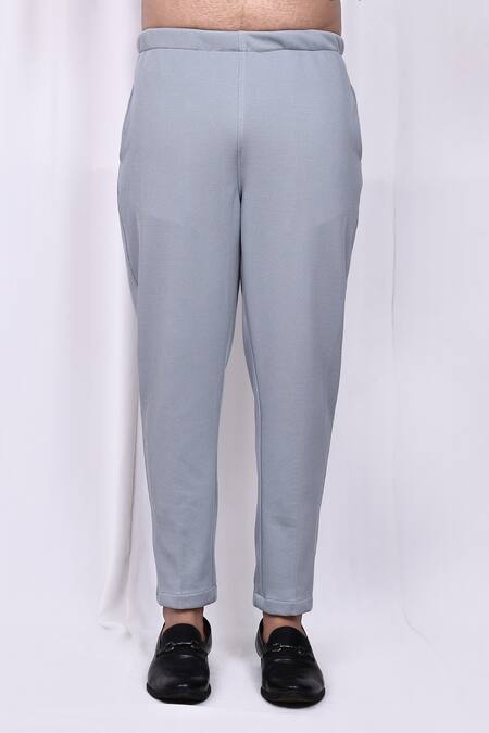 Arihant Rai Sinha_Grey Lycra Button Down Shirt And Pant Set _Online_at_Aza_Fashions