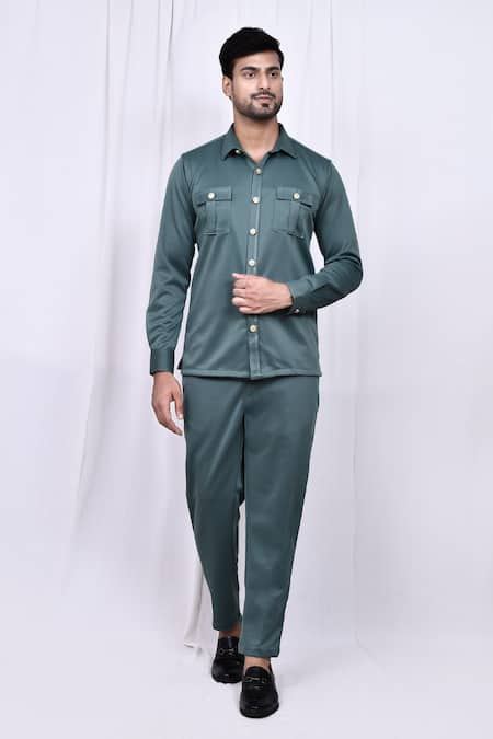 Arihant Rai Sinha Green Shirt Suede Solid And Pant Set 