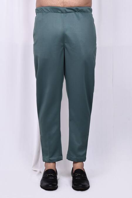 Arihant Rai Sinha_Green Suede Solid Shirt And Pant Set _Online_at_Aza_Fashions