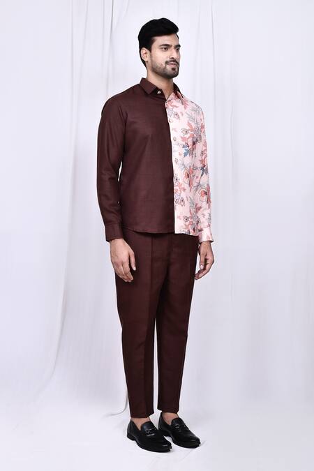 Arihant Rai Sinha_Multi Color Satin, Cotton Embroidery Floral Print Blocked Shirt And Pant Set _at_Aza_Fashions