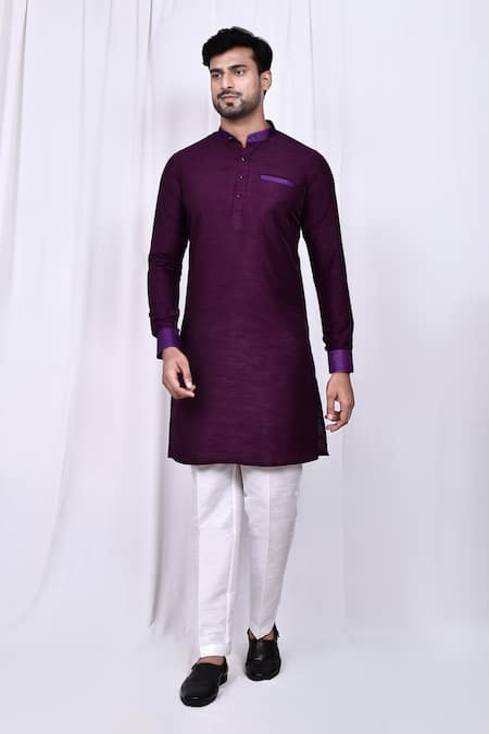 Buy_Arihant Rai Sinha_Purple Silk Plain Kurta And Pant Set 
