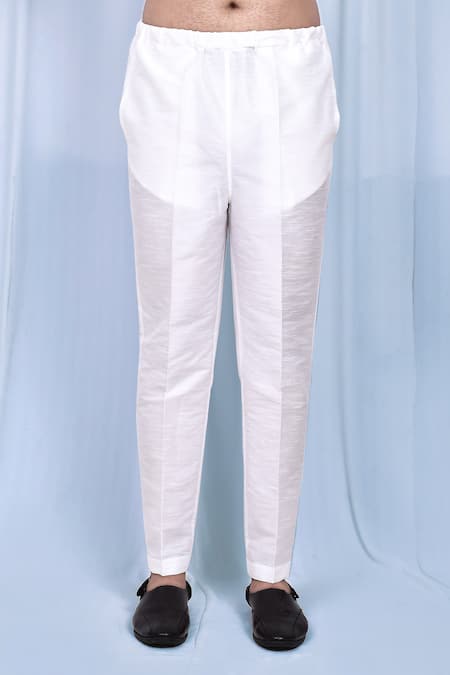 Arihant Rai Sinha White Silk Embroidery Kurta And Pant Set Online at Aza Fashions Arihant Rai Sinha_White Silk Embroidery Kurta And Pant Set _Online_at_Aza_Fashions