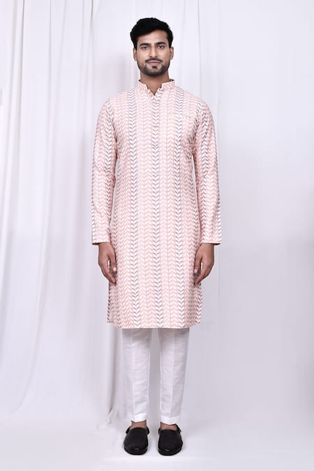 Buy_Arihant Rai Sinha_Multi Color Silk, Cotton Geometric Print Kurta And Pant Set _Online_at_Aza_Fashions