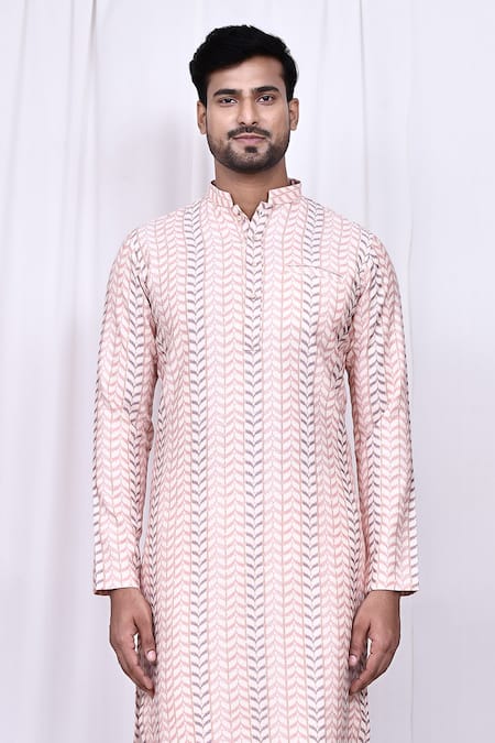 Shop_Arihant Rai Sinha_Multi Color Silk, Cotton Geometric Print Kurta And Pant Set _Online_at_Aza_Fashions