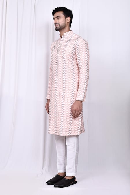 Arihant Rai Sinha_Multi Color Silk, Cotton Geometric Print Kurta And Pant Set _at_Aza_Fashions