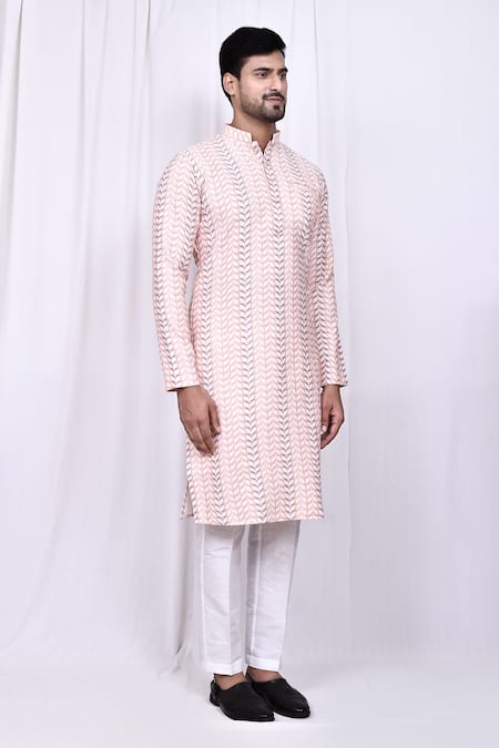 Buy_Arihant Rai Sinha_Multi Color Silk, Cotton Geometric Print Kurta And Pant Set 