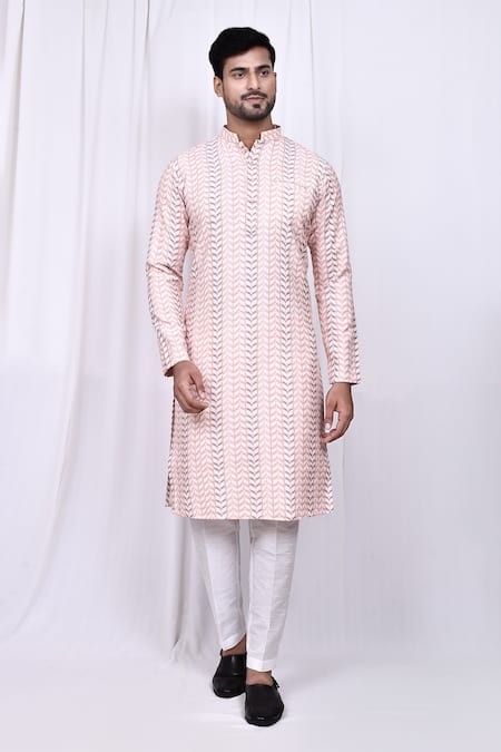 Shop_Arihant Rai Sinha_Multi Color Silk, Cotton Geometric Print Kurta And Pant Set 