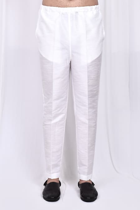 Arihant Rai Sinha_Maroon Linen, Cotton Solid Kurta With Pant _Online_at_Aza_Fashions