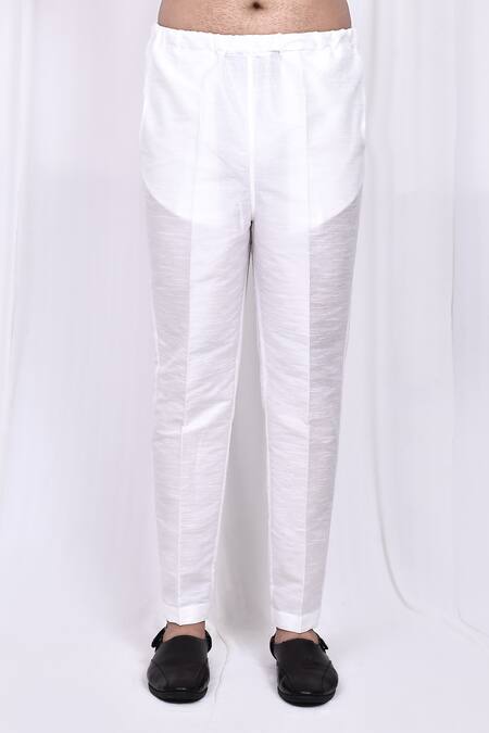 Arihant Rai Sinha_Grey Linen, Cotton Solid Short Kurta With Pant _Online_at_Aza_Fashions