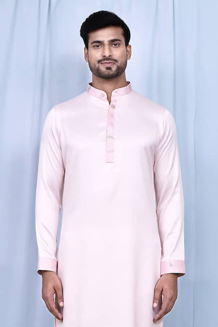 Buy Arihant Rai Sinha Pink Satin, Cotton Embroidery Floral Placket Kurta With Pant Online at Aza Fashions Buy_Arihant Rai Sinha_Pink Satin, Cotton Embroidery Floral Placket Kurta With Pant _Online_at_Aza_Fashions