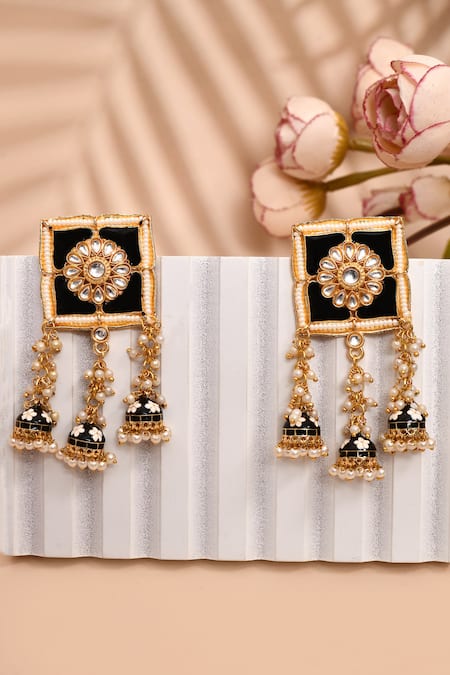 Nazaakat By Samara Singh Floret Carved Top Earrings 