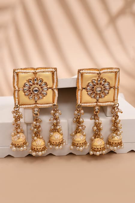 Nazaakat By Samara Singh Flower Bloom Square Top Earrings 