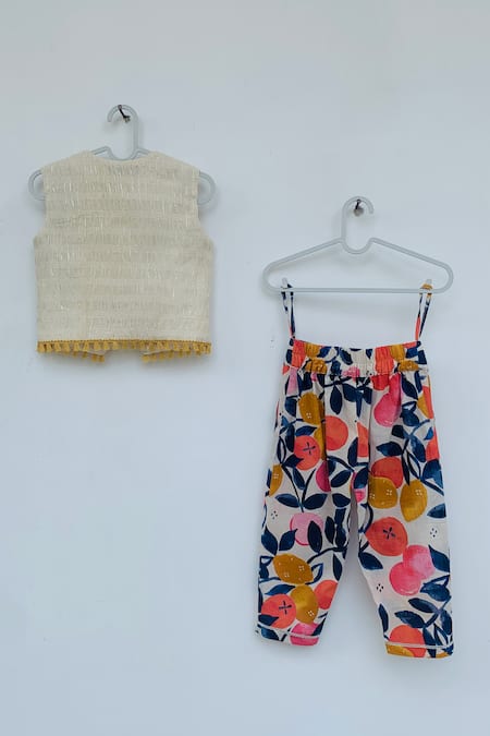 Orcr Textured Waistcoat & Printed Pant Set 