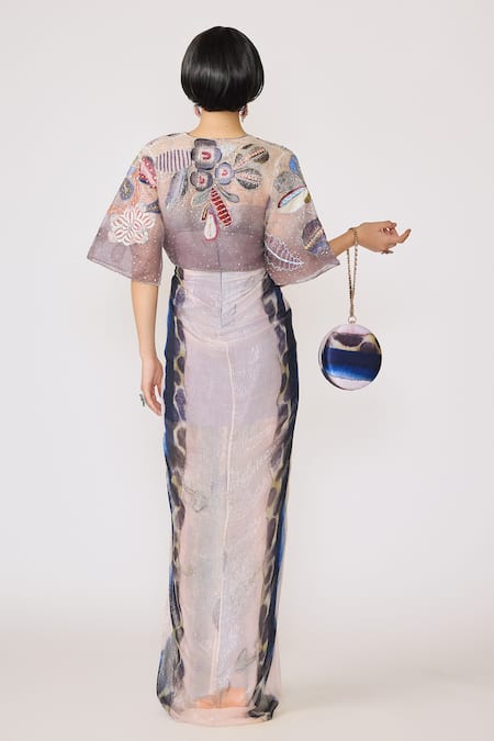 Aisha Rao Valora Abstract Print Gown With Jacket 