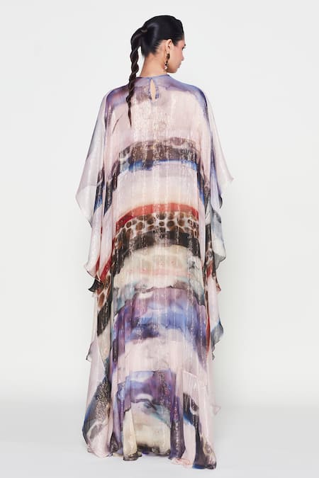 Aisha Rao Neckline Embroidered Cape & Draped Skirt Set 