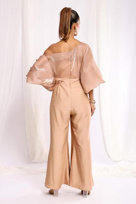 Ellemora Fashions Shimmer Yoke Flared Jumpsuit 