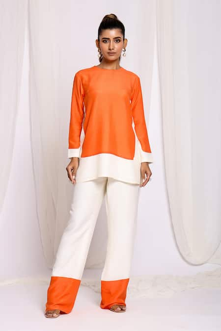 Ellemora fashions Color Block Linen Top & Pant Set 