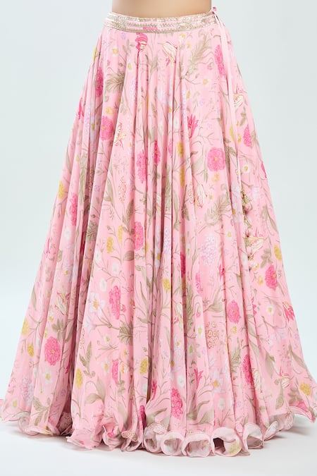 Buy Priti Sahni Pink Georgette, Net Mirrors, Beads, Gota Patti V-neck Embroidered Lehenga Set Online at Aza Fashions Buy_Priti Sahni_Pink Georgette, Net Mirrors, Beads, Gota Patti V-neck Embroidered Lehenga Set _Online_at_Aza_Fashions