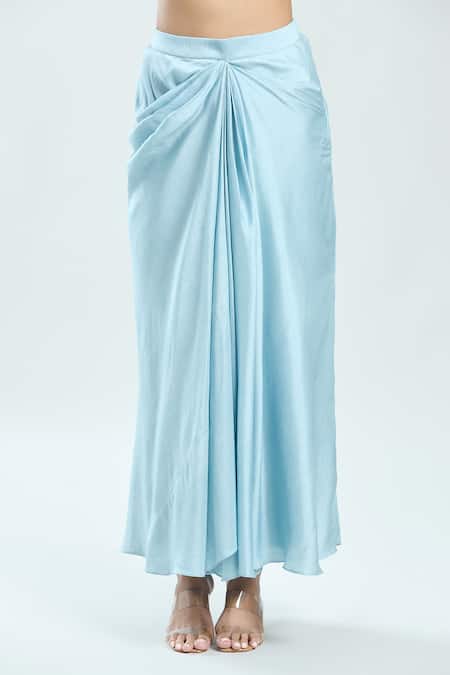 Priti Sahni Pink Satin, Silk Pearls, Mirrors, Floral Print Jacket Draped Skirt Set at Aza Fashions Priti Sahni_Pink Satin, Silk Pearls, Mirrors, Floral Print Jacket Draped Skirt Set _at_Aza_Fashions