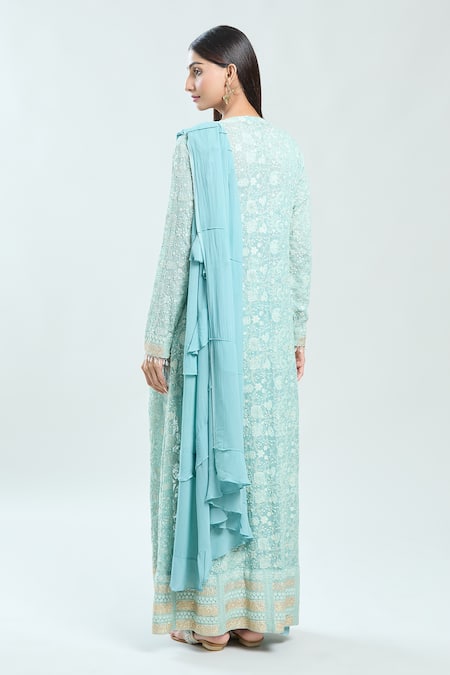 Priti Sahni Plain Pre-Draped Saree With Embroidered Jacket 