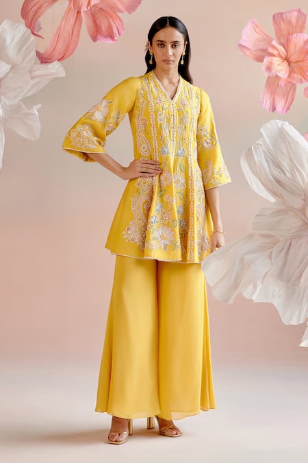 Chandrima Paisley Embroidered Short Kurta With Sharara 