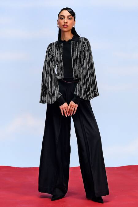 FEBO6 Opacity Pleated Flared Trouser 