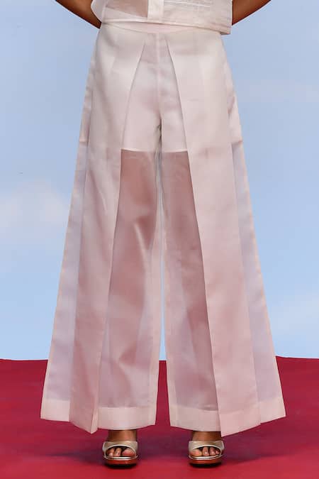 Buy Febo6 Off White Organza, Cotton Satin Collared, Opacity Sheer Shirt And Trouser Set Online at Aza Fashions Buy_Febo6_Off White Organza, Cotton Satin Collared, Opacity Sheer Shirt And Trouser Set _Online_at_Aza_Fashions