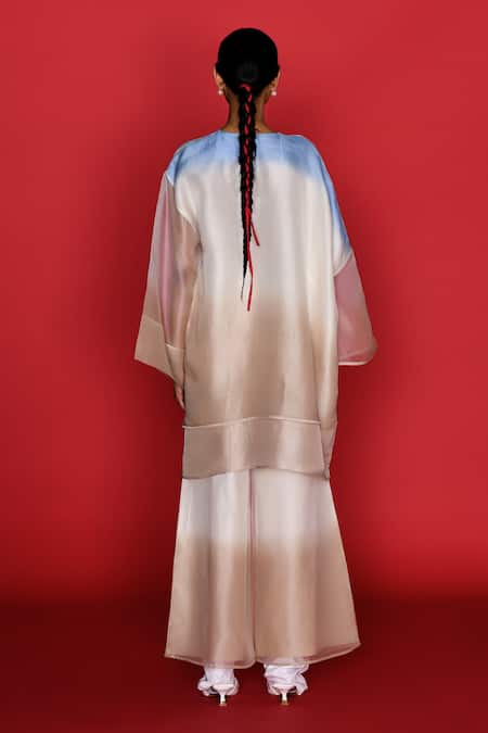 Febo6 White Organza Sky And Ombre Wide Legged Trouser Online at Aza Fashions Febo6_White Organza Sky And Ombre Wide Legged Trouser _Online_at_Aza_Fashions