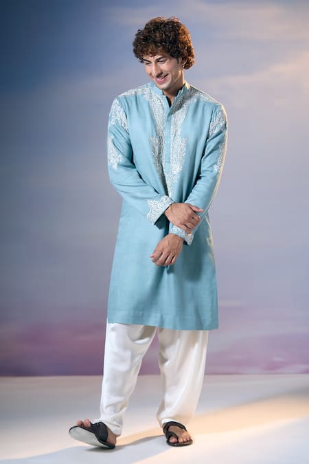 Nikita Mhaisalkar x AZA Kamdani Tikki Bloom Embroidered Kurta With Salwar 