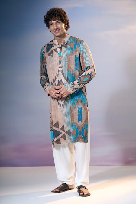 Nikita Mhaisalkar x AZA Tapiz Tribe Print Sequin Embellished Kurta With Salwar 