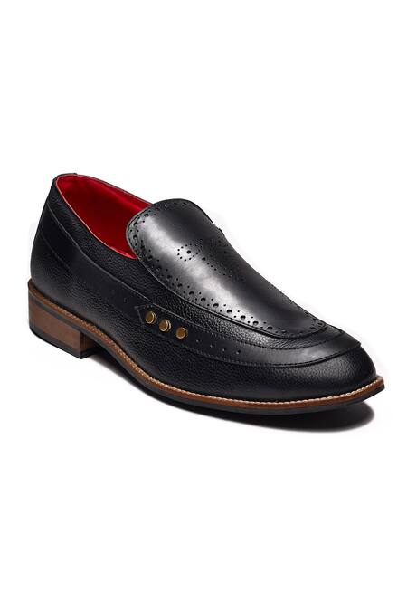 Banjaaran Studio_Black Brogue Nizam Loafers_Online_at_Aza_Fashions